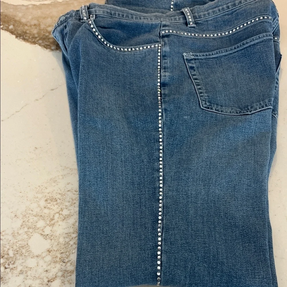 Jeans Swarovski Crystals Sz 10 Christine Alexander Festival Rodeo Wide Leg - Picture 6 of 9